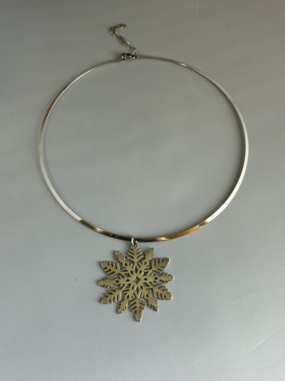 Sterling Silver Snowflake Choker Necklace